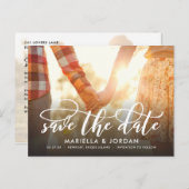 Einfache Kalligrafie Script Vollständiges Foto Sav Ankündigungspostkarte (Vorne/Hinten)