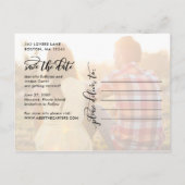 Einfache Kalligrafie Script Vollständiges Foto Sav Ankündigungspostkarte (Rückseite)