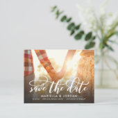 Einfache Kalligrafie Script Vollständiges Foto Sav Ankündigungspostkarte (Stehend Vorderseite)