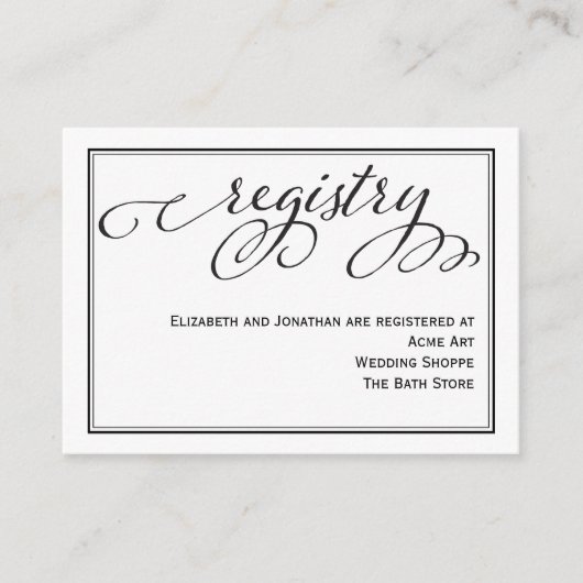 Einfache Kalligrafie-Script-Wedding-Registrierungs Begleitkarte (Vorderseite)