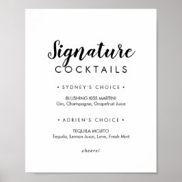 Einfache Kalligrafie Signatur-Cocktails Zeichen Poster