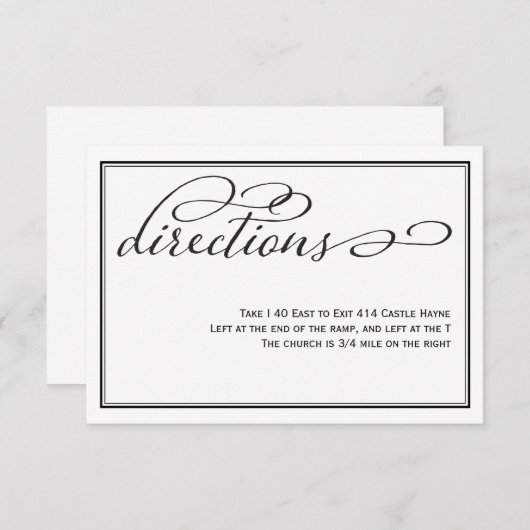 Einfache Kalligrafie-Skripteingangskarte Begleitkarte (Vorne/Hinten)