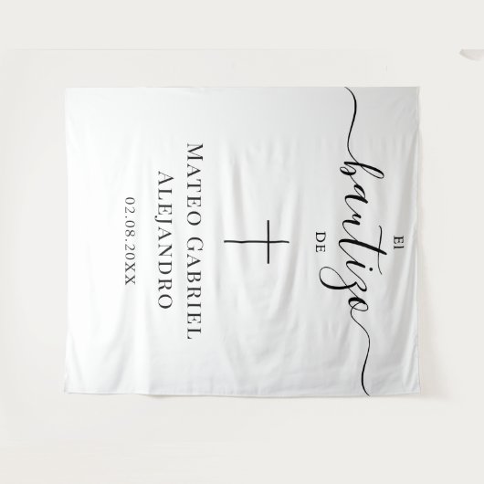 Einfache Kalligrafie-Taufe | Spanisch Bautizo Wandteppich (Vorderseite (Horizontal))