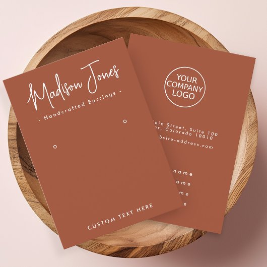 Einfache Kalligrafie Terracotta-Erdbeerausweiskart Visitenkarte