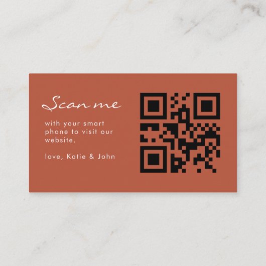 Einfache Kalligrafie Terracotta Wedding QR Code UA Begleitkarte (Rückseite)
