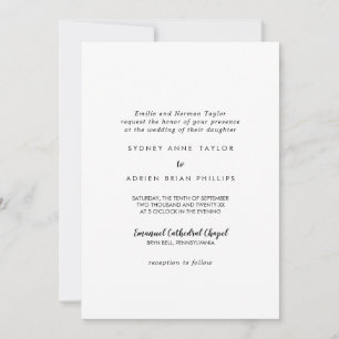 Einfache Kalligrafie Traditionelle Hochzeitseinlad Einladung