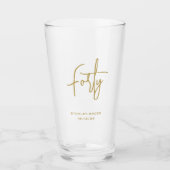 Einfache kalligrafische Gold 40. Geburtstag Glas (Vorderseite)