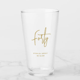 Einfache kalligrafische Gold 40. Geburtstag Glas