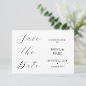 Einfache Kalligraphie, elegant Save the Date (Stehend Vorderseite)