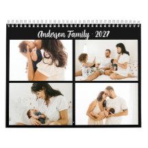 Einfache Kalligraphie Familie Foto Collage Black
