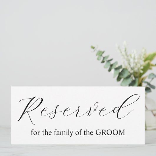 Einfache Kalligraphie reservierte Hochzeitstischfa Einladung (Stehend Vorderseite)