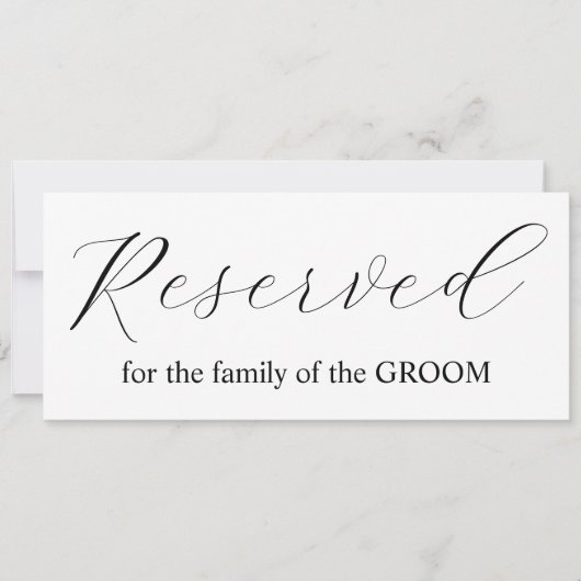 Einfache Kalligraphie reservierte Hochzeitstischfa Einladung (Vorderseite)