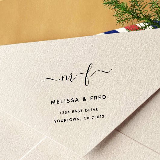 Einfache Kalligraphie-Rücksendeadresse Selbstfärbu Permastempel