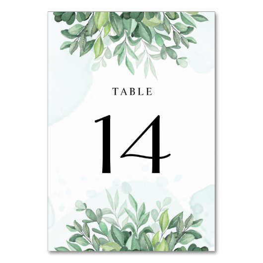 Einfache Kalligraphie rustikale Vegetation Tischnummer (Vorderseite)