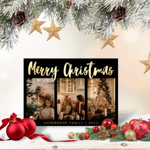 Einfache Kalligraphie Strichen Drei Foto Weihnacht Folien Feiertagskarte