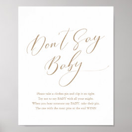 Einfache kalligraphische Babydusche sagt keine Kin Poster