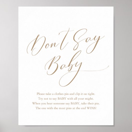 Einfache kalligraphische Babydusche sagt keine Kin Poster (Vorne)