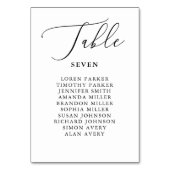 Einfache kalligraphische Darstellung rustikaler Ho Tischnummer (Rückseite)