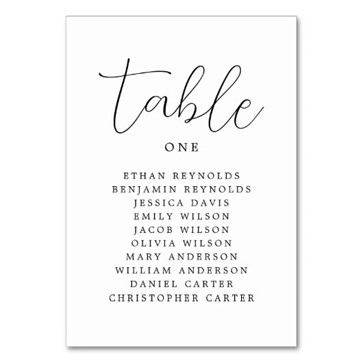 Einfache kalligraphische Darstellung rustikaler Ho Tischnummer (Rückseite)