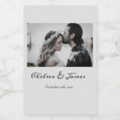 Einfache kalligraphische Foto Wein Hochzeit Verlob Weinetikett (Einzelnes Label)