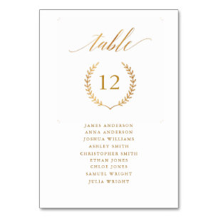 Einfache kalligraphische Gold Foil Hochzeitskarte Tischnummer