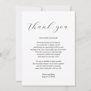 Einfache kalligraphische Hochzeit danke Karte