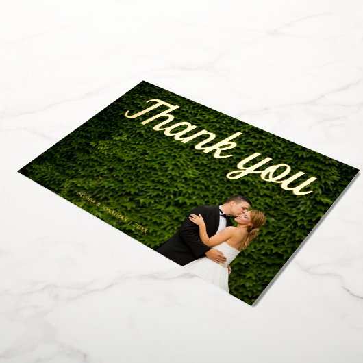 Einfache kalligraphische Hochzeit Foto danke Karte (Gedreht)