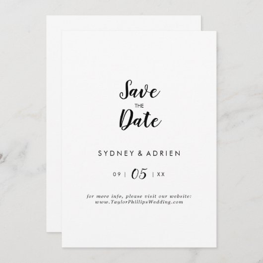 Einfache kalligraphische Hochzeit Save The Date (Vorne/Hinten)