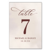 Einfache kalligraphische Hochzeit Tischnummer (Rückseite)