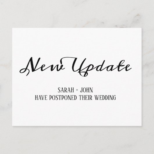Einfache kalligraphische Hochzeit verzögert Update Postkarte (Vorderseite)
