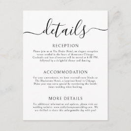 Einfache kalligraphische Hochzeitdetails Begleitkarte