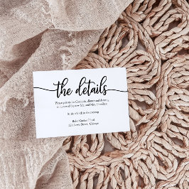 Einfache kalligraphische Hochzeitdetails Begleitkarte