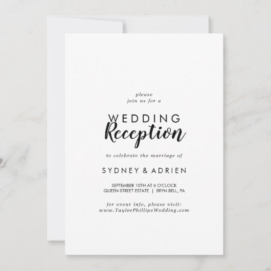 Einfache kalligraphische Hochzeitsempfehlung Einladung (Vorderseite)