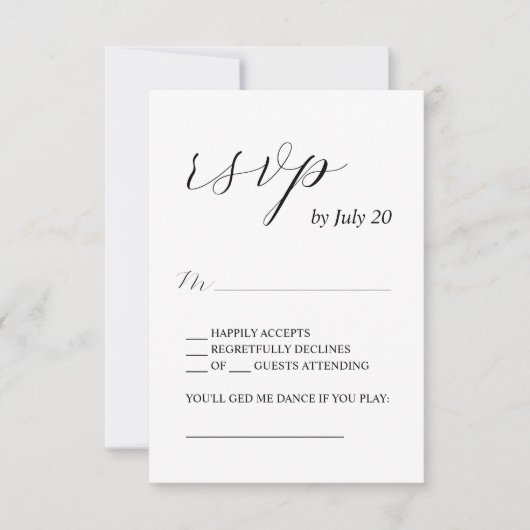 Einfache kalligraphische Hochzeitskarten RSVP Karte (Vorderseite)