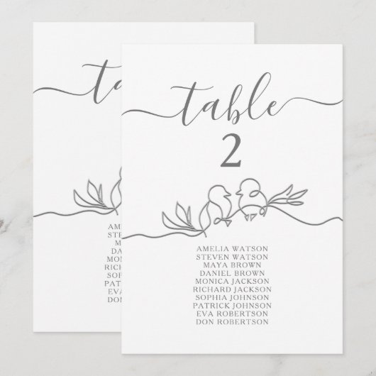 Einfache kalligraphische Hochzeitstabelle (Vorne/Hinten)