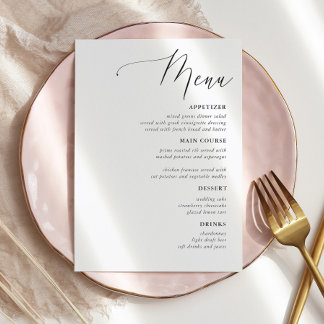 Einfache kalligraphische Rustikale Hochzeitsmenüs Menükarte