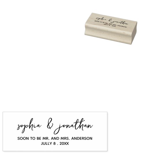 Einfache kalligraphische Schrift Save the Date Gummistempel (Stempel)