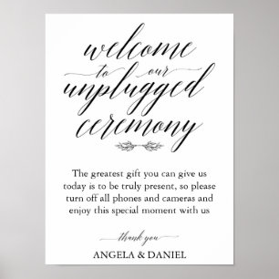 Einfache kalligraphische Schrift Unplugged Wedding Poster