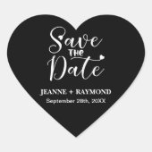 Einfache kalligraphische Schwarze Hochzeit Sichern Herz-Aufkleber (Vorderseite)
