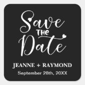 Einfache kalligraphische Schwarze Hochzeit Sichern Quadratischer Aufkleber (Vorderseite)