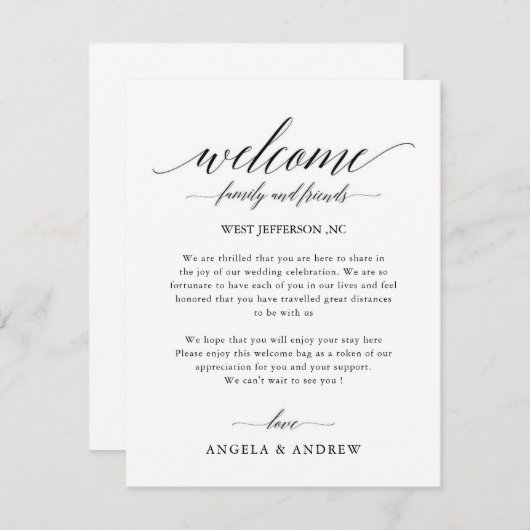 Einfache kalligraphische Skriptereihe Begrüßungsta Begleitkarte (Vorne/Hinten)