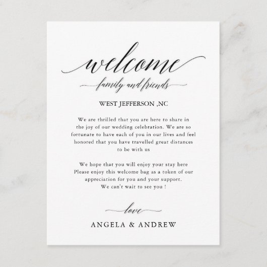 Einfache kalligraphische Skriptereihe Begrüßungsta Begleitkarte (Vorderseite)