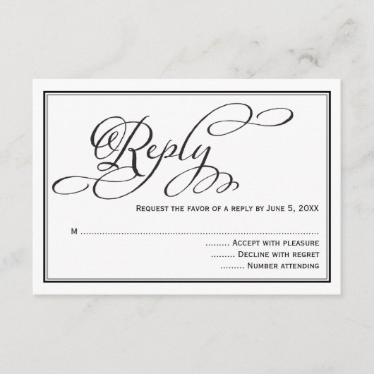 Einfache kalligraphische Skripterwiderrufkarte für RSVP Karte (Vorderseite)