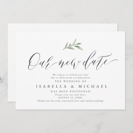 Einfache kalligraphische Vegetation rette das neue Einladung (Vorne/Hinten)