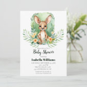 Einfache Kangaroo Watercolor Kinderdusche Einladung (Stehend Vorderseite)