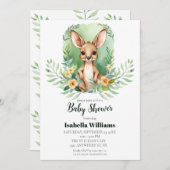 Einfache Kangaroo Watercolor Kinderdusche Einladung (Vorne/Hinten)
