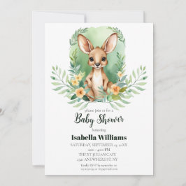 Einfache Kangaroo Watercolor Kinderdusche Einladung