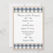 Einfache Karierte Gingham Hübsch Country Wedding Einladung (Vorderseite)