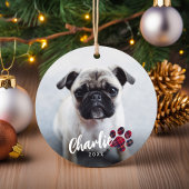 Einfache Karierte Paw Script Foto Weihnachten Keramik Ornament