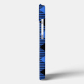 Einfache Karierte Schwarz-Blau-Initialen Case-Mate iPhone Hülle (Rückseite / Links)